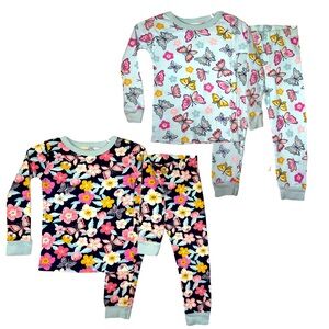 EUC Members Mark 2T girls two piece pajamas bundle lot of 2 butterfly & floral